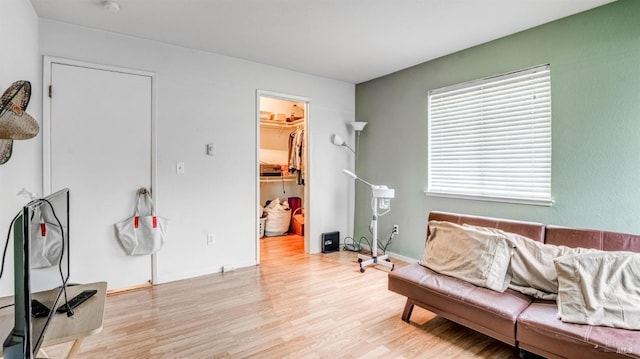 living area featuring light hardwood / wood-style flooring