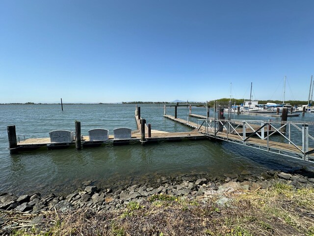 view of dock featuring a water view