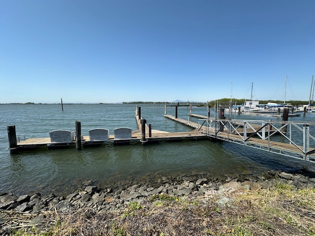 dock area featuring a water view