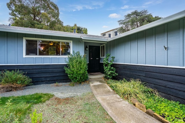 entrance to property with board and batten siding