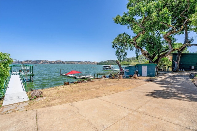 view of dock featuring a water view