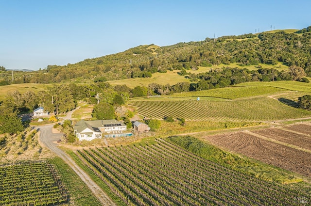 birds eye view of property featuring a rural view