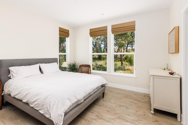 bedroom with light hardwood / wood-style flooring