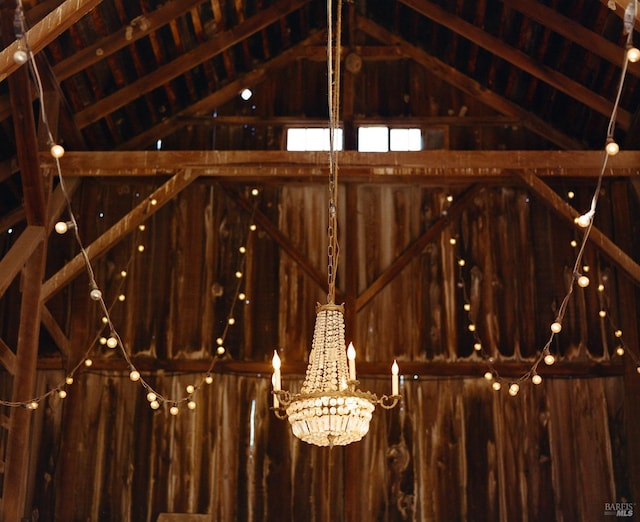 interior space with a chandelier