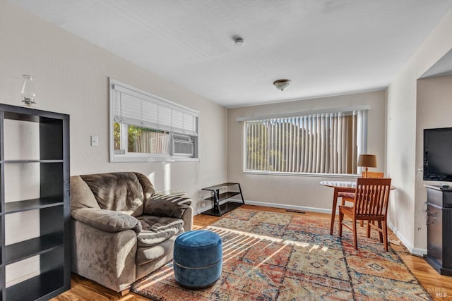 living room with light wood-type flooring