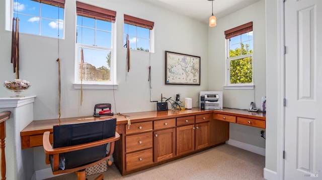 office area featuring built in desk