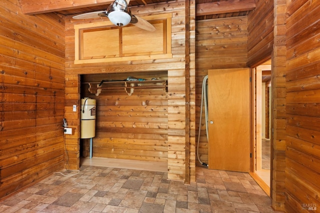 interior space featuring wood walls