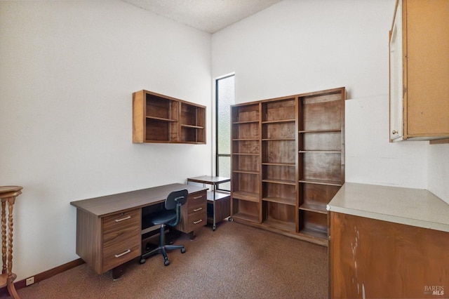 home office featuring carpet flooring