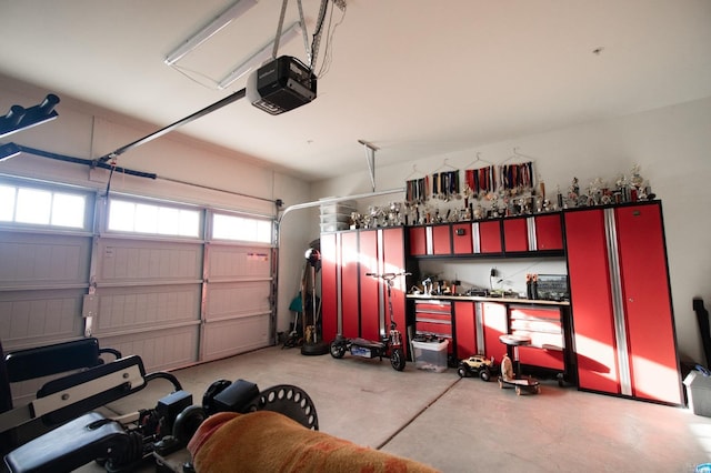 garage with a garage door opener