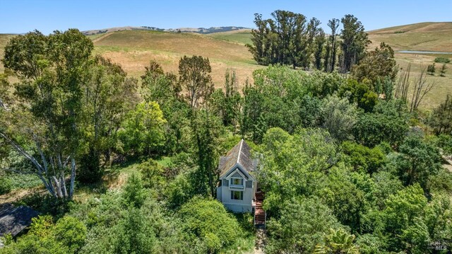 birds eye view of property with a mountain view