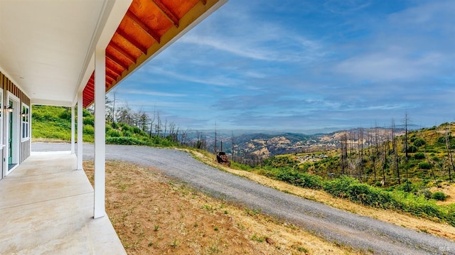 view of road with a mountain view