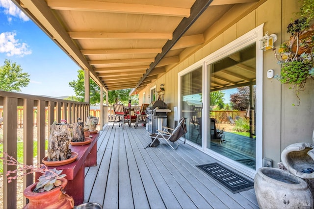 deck featuring area for grilling