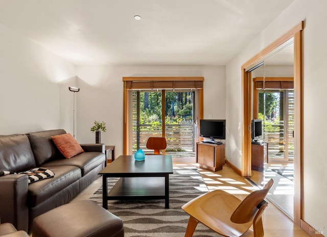 21995 Ansel Ct, Timber Cove, CA 95450 - living area with plenty of natural light, baseboards, and light wood-type flooring
