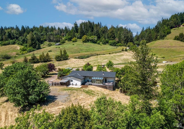 aerial view with a rural view