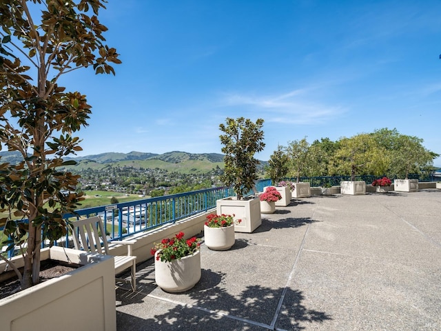 balcony with a mountain view