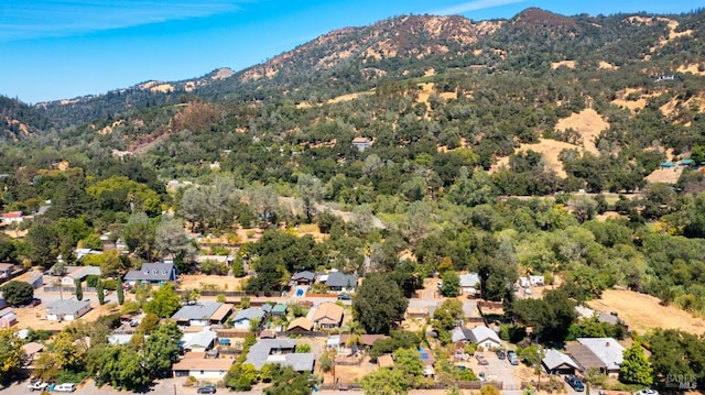 birds eye view of property with a mountain view