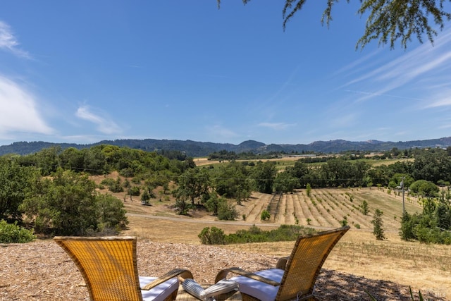 view of mountain feature with a rural view