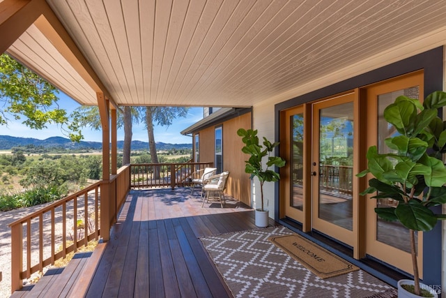 deck with a mountain view