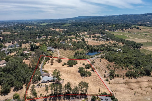 aerial view featuring a rural view