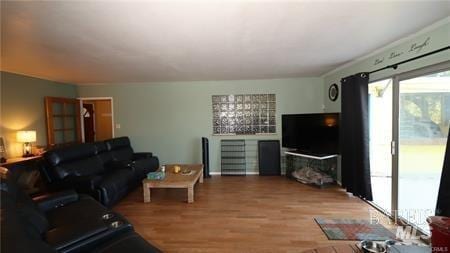 living room with hardwood / wood-style flooring