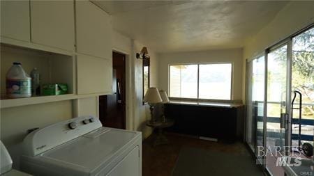 clothes washing area with plenty of natural light and washer / clothes dryer