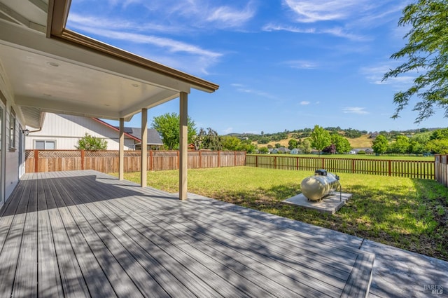 deck featuring a lawn