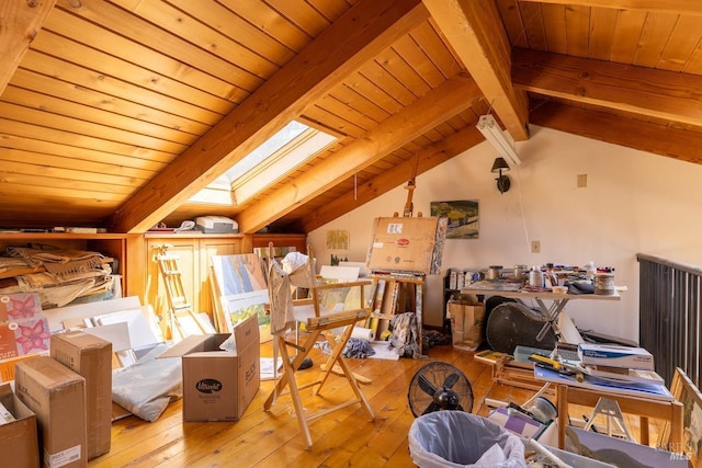 interior space featuring a skylight