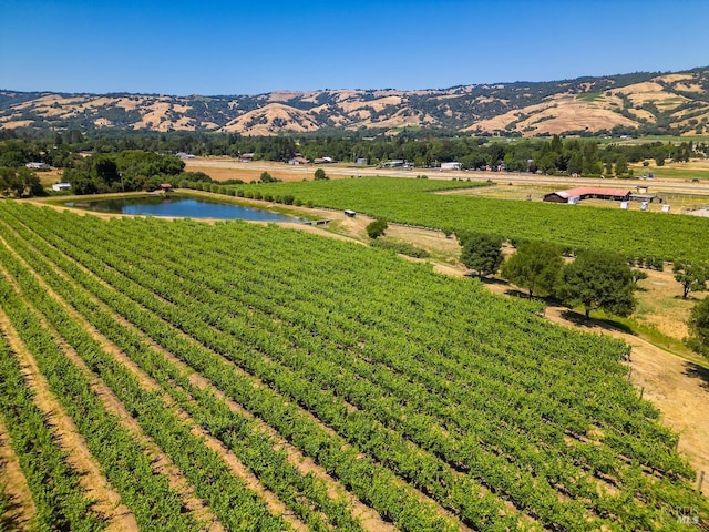 exterior space with a water and mountain view and a rural view