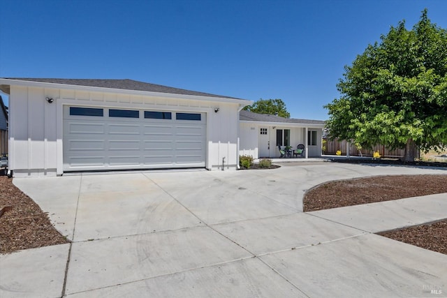 ranch-style home with a garage