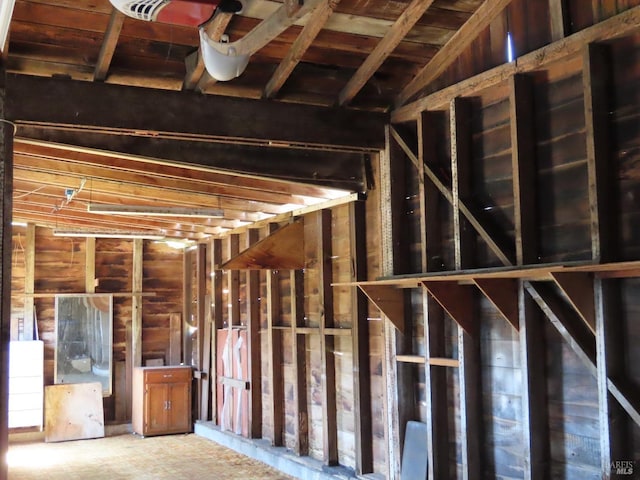 miscellaneous room featuring vaulted ceiling