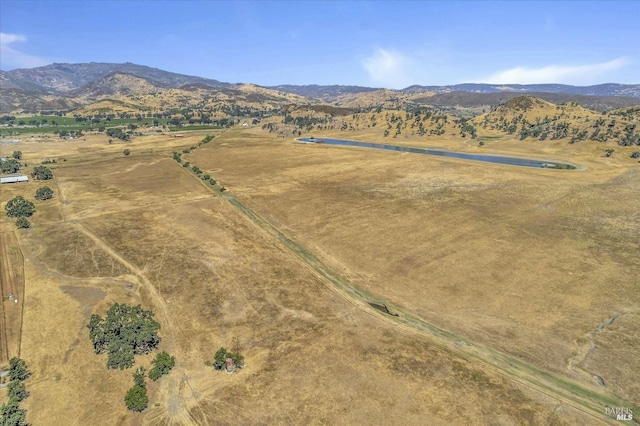 bird's eye view featuring a mountain view and a rural view