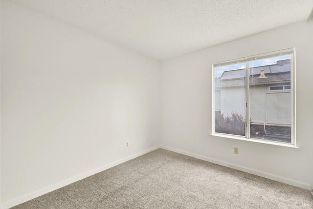 empty room with carpet flooring and a textured ceiling