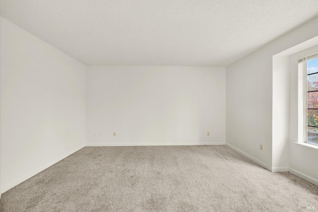 spare room featuring carpet and a textured ceiling