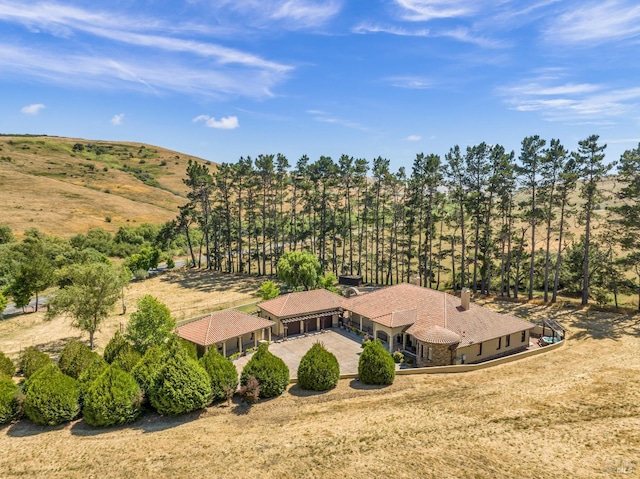 drone / aerial view with a rural view