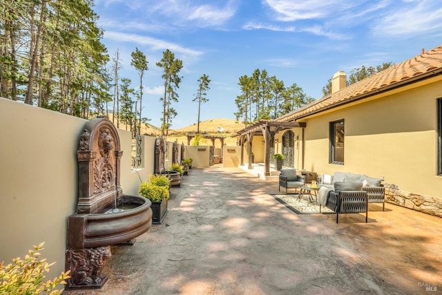 view of patio / terrace featuring an outdoor living space