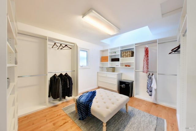 walk in closet with wood-type flooring