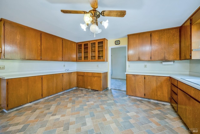 kitchen featuring ceiling fan