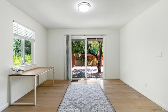 entryway with light wood-type flooring