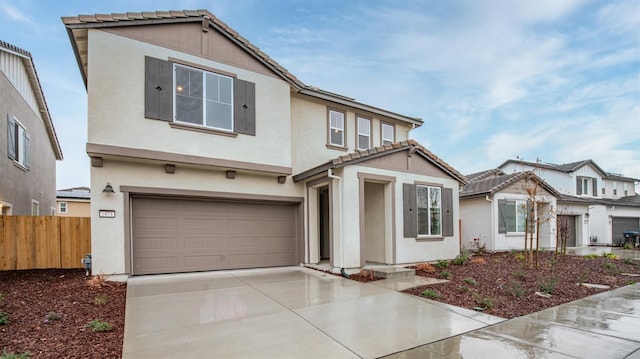 view of front of house with a garage