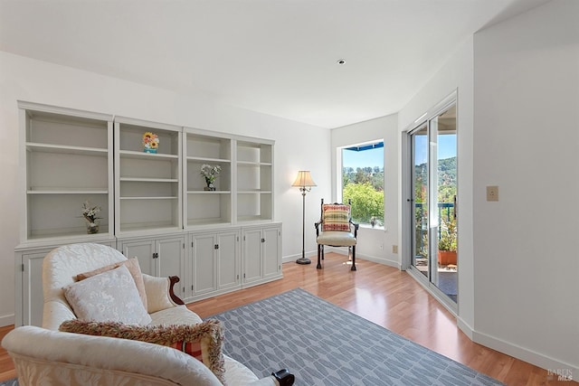 sitting room featuring light wood-type flooring