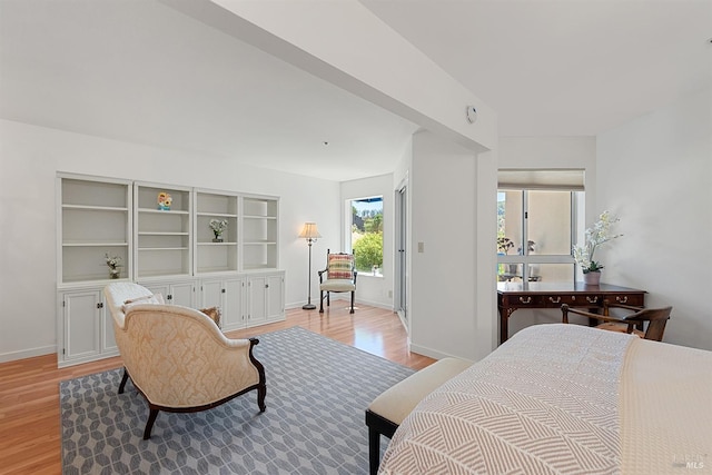 bedroom with light hardwood / wood-style floors