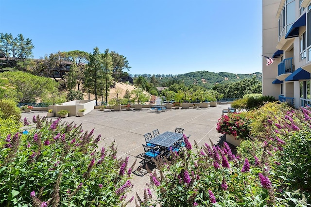 view of community featuring a mountain view