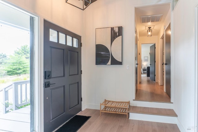 foyer featuring light hardwood / wood-style flooring