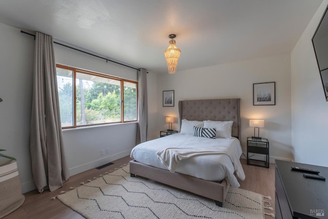 bedroom featuring light wood-type flooring