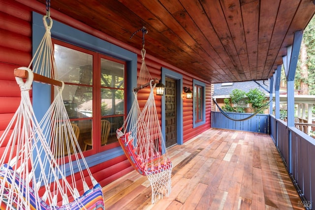 deck featuring covered porch