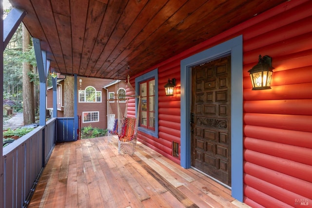 deck with covered porch