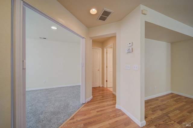 hall featuring light wood-type flooring