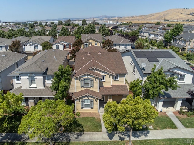 bird's eye view featuring a mountain view