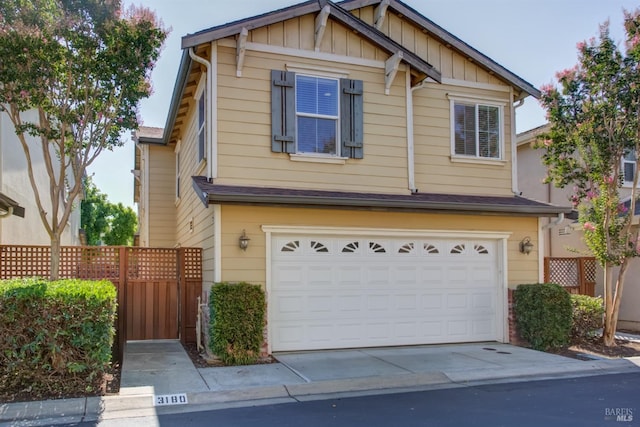 craftsman inspired home with a garage