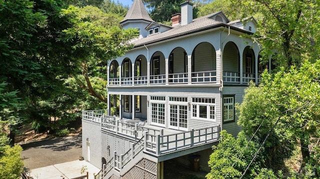 view of home's exterior featuring a balcony